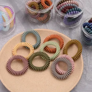 Matte coil hair ties set, seamless telephone wire hair bands for women, gentle daily styling.