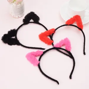 Fluffy cat ear headband cute plush hair hoop cosplay party sweet hair accessories