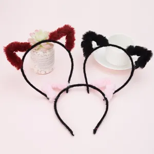 Cute plush cat ear headband cosplay hair hoop fashion fuzzy headwear for women girls