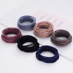 Colorful elastic hair ties set for women, high stretch rubber bands for daily styling.
