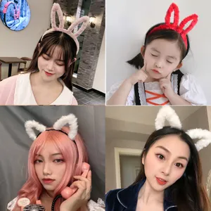 Cute Plush Cat Ear Headband Sweet Animal Ears Hair Hoop For Cosplay Costume Party Live Streaming Hair Accessories For Women Girls