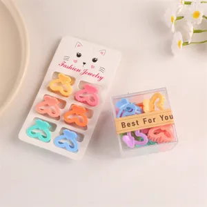 Cute mini heart hair claws for kids, colorful plastic hair clips set for toddlers and girls.