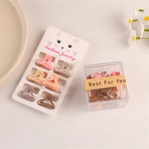 Colorful mini hair claws set for cute kids and toddlers, perfect daily hair accessories.