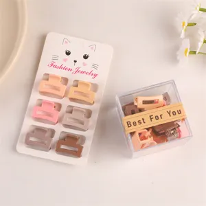 Cute mini hair claw clips set for kids, colorful plastic small hair accessories for daily wear.