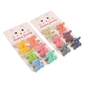Colorful mini butterfly hair claw clips for kids cute cartoon cat card hair accessories set