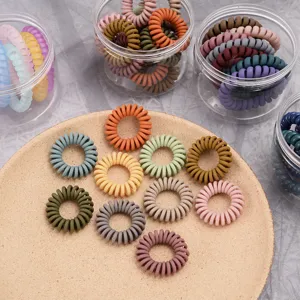 Matte telephone cord hair ties set, colorful spiral elastic hair bands for women and girls everyday.