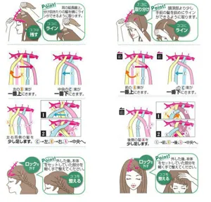 Step-by-step instruction diagram for 3-strand hair braiding tool french hair styling kit.