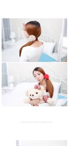 Fluffy faux fur hair scrunchie elastic hair band cute ponytail holder hair accessory for women.