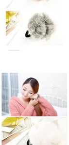 Fluffy faux fur hair scrunchie elastic hair band cute pom pom hair rope for women daily styling.