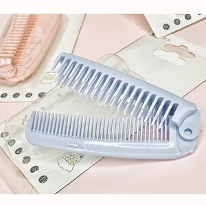 Portable folding plastic comb for daily hair care, compact travel hair brush styling tool