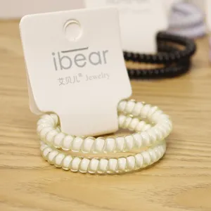 Classic medium telephone wire hair ties, clear white spiral hair rope for daily styling.