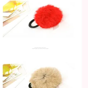 Fluffy faux fur hair tie soft plush hair rope cute elastic ponytail holder for girls