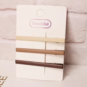 Simple minimalist matte hair clips set of three pieces in nude milk tea colors for women.