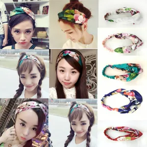 Dames Geranium Bloemenprint Satijn Kruislings Hoofdband Elastische Turban Haarband Zomer Lente Haaraccessoires