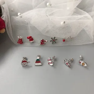 Süße Emaille Festliche Feiertag Ohrstecker Mit 925 Sterlingsilber Ohrstecker-Stift Schneeflocke Weihnachtsmann Rentier Weihnachtsglocke Ohrringe Für Festliche Party Geschenk Damen