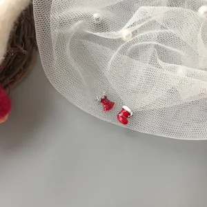 Zauberei Weihnachts Emaillierte Glocke Strumpf Ohrstecker, süßes Feiertags Detailfoto.