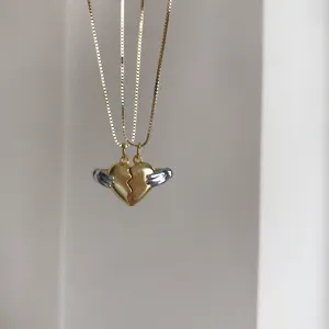 925 Sterlingsilber Magnetische Herz Paar Anhänger Halskette Galvanisierte Boxkette Passende Herz Kette Set Geschenke Für Verliebte Damen Herren