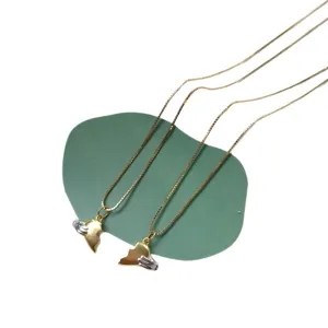 Vergoldete Paar magnetische Hände Herz Anhänger Box Kette Halskette Set Damen Modeschmuck