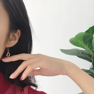 Orecchini pendenti lettera D in argento S925 moda coreana zircone elegante donna