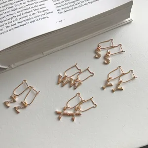 Orecchini Pendenti Alfabeto alla Moda per Donna Lucido Champagne Strass Argento Iniziale Orecchino Pendente Solo Delicato Singolo Orecchino Piercing