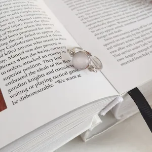 Anello aperto in argento sterling 925 stile coreano con pietra gatto, elegante e versatile.