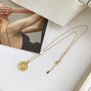 Vintage S925 sterling silver gold-plated portrait coin pendant necklace for women jewelry
