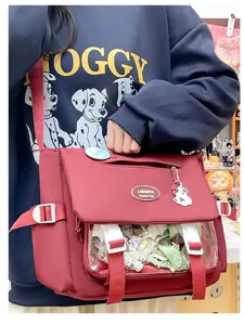 Japanese style student messenger bag with transparent window cute ita crossbody bag for teens