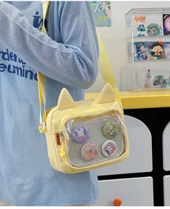 Japanese style ins transparent cat ear shoulder cross body bag cute ita bag for women casual.