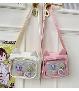 Japanese style cute cat ear transparent ita bag shoulder crossbody bag detail view
