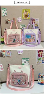 Cute college style canvas tote bag large capacity ita bag shoulder bag commuter bag