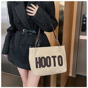 Korean style canvas tote bag, large capacity shoulder bag for women commuting, casual.