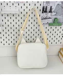 Japanese style cute white cat ear crossbody bag casual shoulder bag for daily student girls