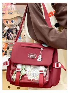 Cute college style messenger bag Japanese ins student schoolbag large capacity shoulder bag.