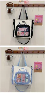 College style cute ita-bag canvas tote bag large capacity commuter handbag for student girls.
