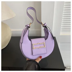 Light purple crescent underarm bag, trendy fashion shoulder crossbody bag for chic daily wear.