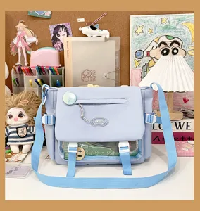 Cute college style girl messenger bag Japanese ins student schoolbag large capacity shoulder bag