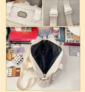 Japanese style multi-functional PU backpack and crossbody ita bag for students with multi compartments.