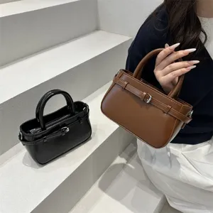 Retro minimalist women hand bag stylish solid color small square crossbody shoulder bag