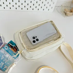 Japanese INS style white transparent mesh ita-bag cute doll shoulder crossbody bag student casual
