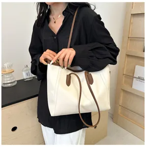Korean style retro large capacity single shoulder tote bag for women daily commuting work