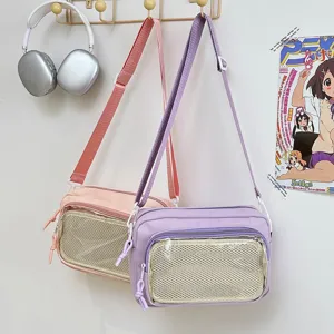 Japanese ins style cute ita bag doll bag clear front pocket shoulder crossbody bag