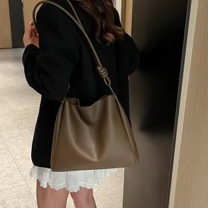 Sac Bandouliere Grande Capacité Femme Vintage Cuir PU Cabas Sac Seau Tendance Automne