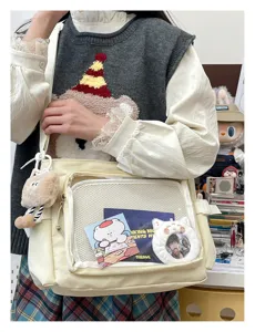 College style versatile large capacity messenger bag transparent ita bag shoulder bag