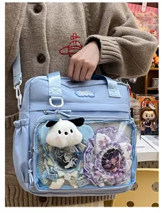 Japanese style light blue ita bag transparent backpack cute anime shoulder bag for daily use