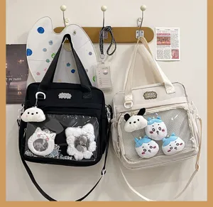 Japanese style PU ita bag transparent window crossbody backpack cute school shoulder bag for anime pins