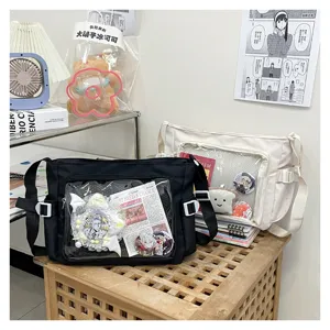 College style minimalist large capacity messenger bag transparent window ita bag for women daily use.
