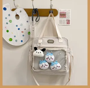 Japanese style ita bag transparent window canvas shoulder backpack cute anime plush dolls