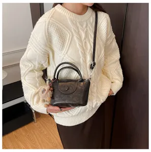 Retro stylish women leather handbag vintage shoulder bag elegant crossbody bag charm.