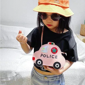 Bolso cruzado de coche de policía rosa para niños lindo bolso de hombro para niñas moda diario