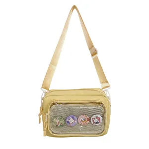 Japanese ins style clear itabag cute crossbody shoulder bag with pins and transparent pocket